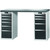 GARANT GridLine Vario workbench with 2 drawer casings 16G, height 950 mm, Eluplan worktop, dark, 12x20G