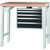 GARANT GridLine Vario workbench with drawer casing 24G, height 950 mm, Beech marine ply worktop, 20x20G
