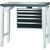 GARANT GridLine Vario workbench with drawer casing 24G, height 950 mm, Eluplan worktop, dark, 20x20G