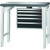 GARANT GridLine Vario workbench with drawer casing 24G, height 950 mm, Eluplan worktop, dark, 20x20G
