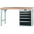 GARANT GridLine Vario workbench with drawer casing 24G, height 850 mm, Beech marine ply worktop, 20x20G