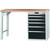 GARANT GridLine Vario workbench with drawer casing 24G, height 950 mm, Beech marine ply worktop, 20x20G