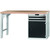 GARANT GridLine Vario workbench with drawer casing 24G, cupboard, height 850 mm, Beech marine ply worktop, 20x20G