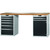 GARANT GridLine Vario workbench with 2 drawer casings 24G, height 950 mm, Bamboo worktop, 20x20G