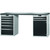 GARANT GridLine Vario workbench with 2 drawer casings 24G, height 950 mm, Eluplan worktop, dark, 20x20G
