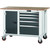 GARANT GridLine Workbench, mobile, left side cupboard, right side 5 drawers, Bamboo worktop, 20x20G