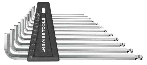 PB Swiss Hexagon Key L-Wrench Ball Point Set of 12, Chrome-Plated