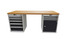 Workbench with 2 drawer casings 24G, 1 cupboard, height 850 mm, Bamboo worktop, 20×20G, Worktop length: 2000mm