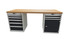 Workbench with 2 drawer casings 24G, 1 cupboard, height 850 mm, Beech Marine Ply worktop, 20×20G, Worktop length: 2000mm