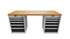 Workbench with 2 drawer casings 24G, height 850 mm, Bamboo worktop, 20×20G, Worktop length: 2000mm