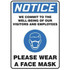 10 inch x 7 inch Mask Notification Plastic Sign Hoffmann Group USA