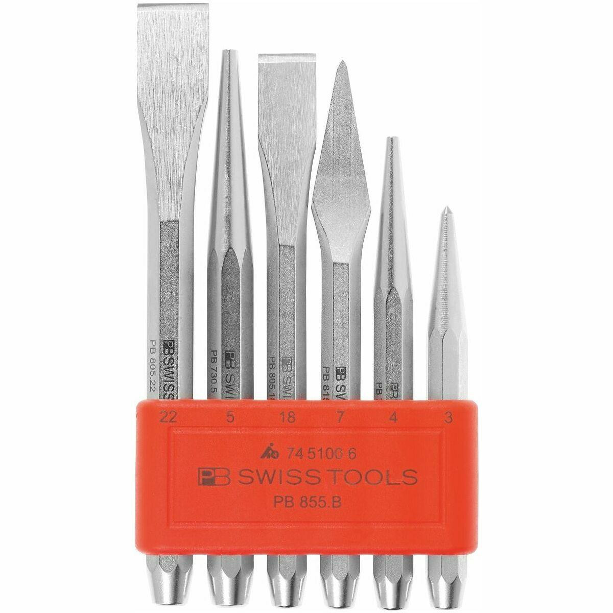 PB Swiss 855.BL 6 Piece Pin Punch/Chisel Set