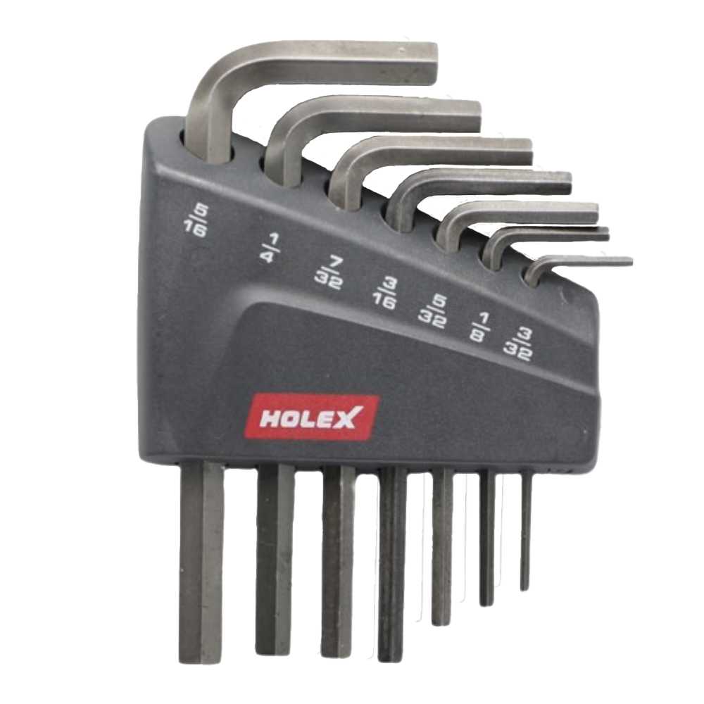 【C23703】Sara Holex Hexagon Key L-Wrench Short Set of 7, Phosphated - Inch