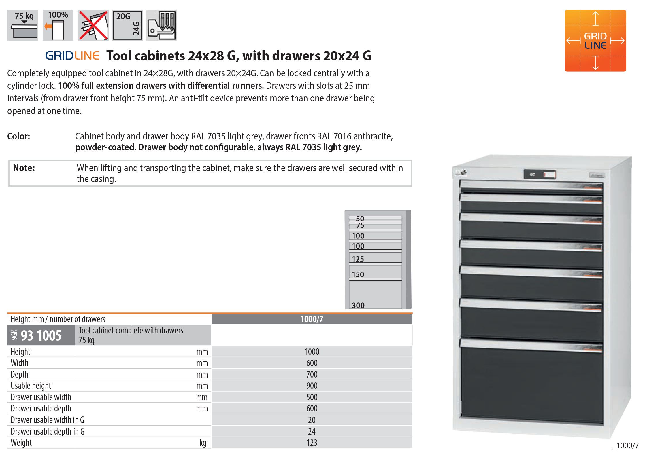 Garant German Lockable Tool Cabinet with Drawers, German engineered tool cabinet for workshops