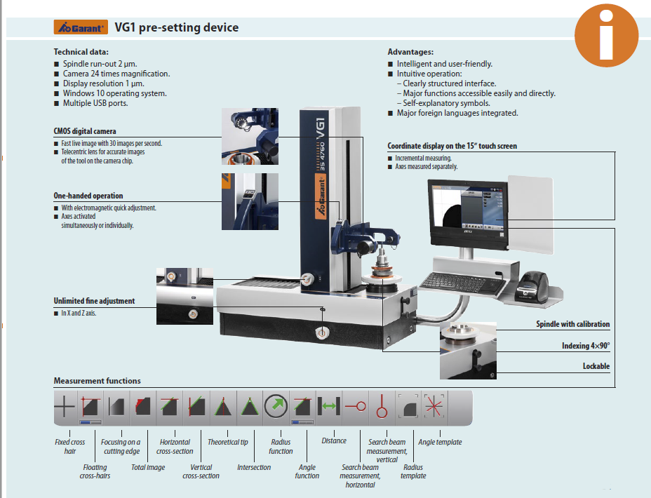 Garant VG1 German Presetting Device with Touch Screen for tools 