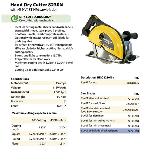 Jepson Hand Dry Cutter German Metal Circular Saw 8230N German Circular Saw