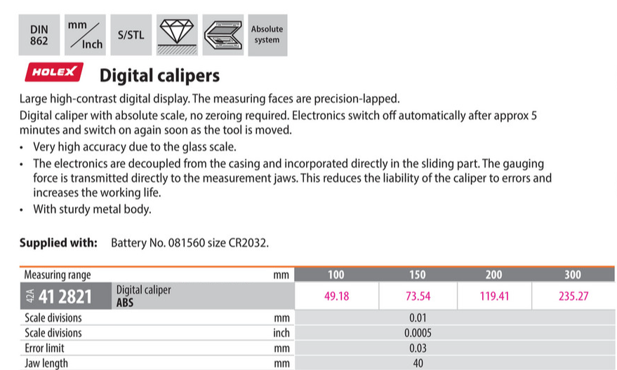 Holex Digital Caliper ABS w/ HighContrast Digital Display