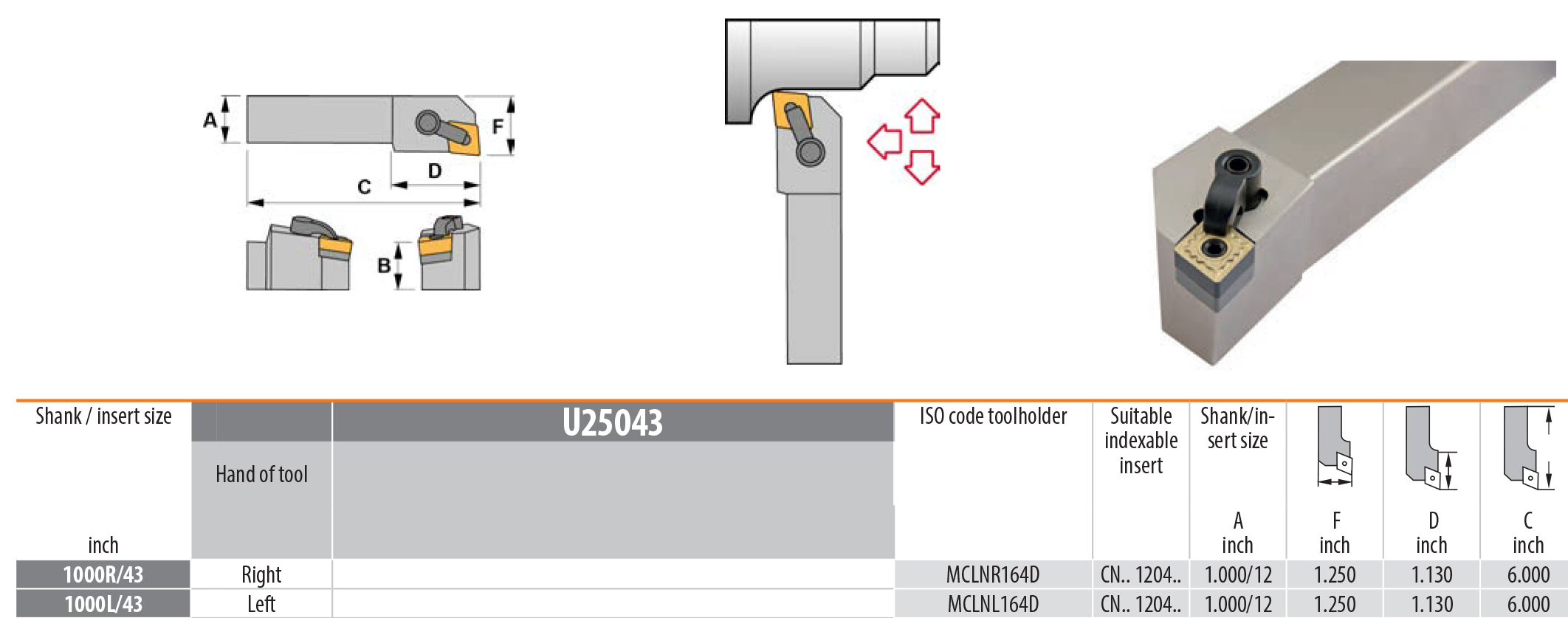 Canela MCLN 95° Multi-Clamp Toolholder for Indexable Inserts right hand left hand