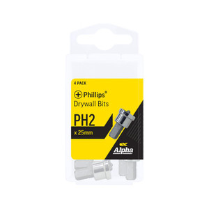Bit Insert PH2 x 25mm Depth Gauge Pk4 PH225DWH Alpha