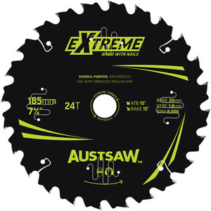Blade Saw TCT 185mm x20 x24T Predator Pro Austsaw