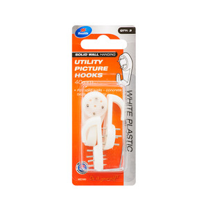 HOOK PIC UTILITY WHT 40MM PK3