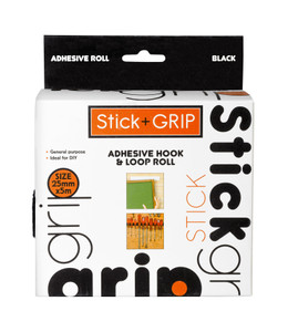 TAPE HOOK & LOOP 25MM X 5M BLK