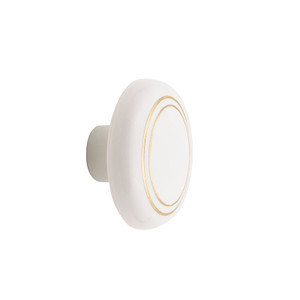 KNOB FLAT ROUND WHITE & GOLD