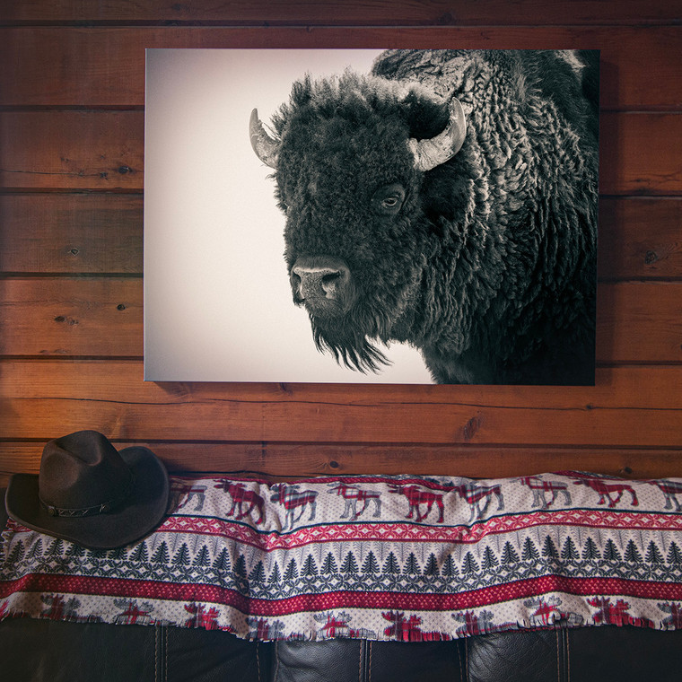 Buffalo Print on Canvas 28x38 | Bison Wall Art