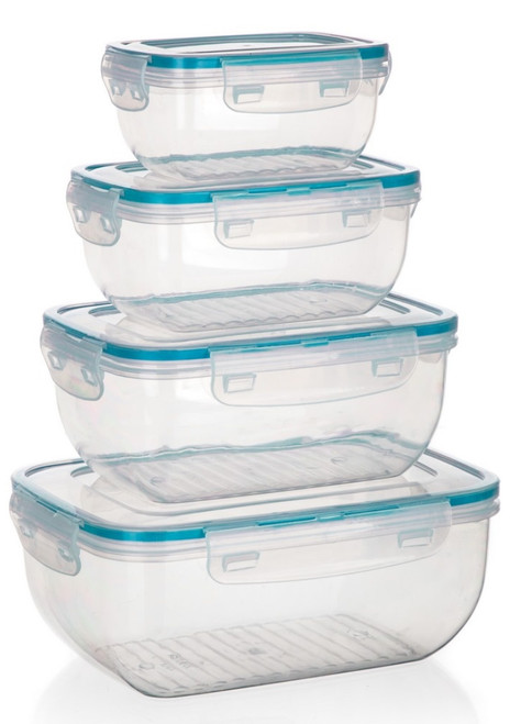 Banquet Sada plastových dóz Leya 4 ks 0,4 0,8 1,4 2,3 l