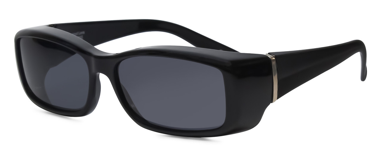 Foster Grant Solar Shield Unisex 58mm Fitover Sunglasses Gloss Black  Silver/Grey - Fitover USA