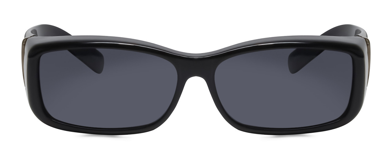 Foster Grant Solar Shield Unisex 58mm Fitover Sunglasses Gloss Black  Silver/Grey - Fitover USA