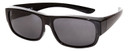 Profile View of Calabria 9011POL Medium Polarized Fitover Sunglasses in Gloss Black & Smoke Grey