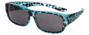 Profile View of Calabria 9011 Medium Polarized Fitover Sunglasses Matte Cheetah Blue /Smoke Grey