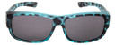 Front View of Calabria 9011 Medium Polarized Fitover Sunglasses Matte Cheetah Blue /Smoke Grey