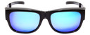 Front View of Calabria 8752 FOLDING Fitover Polarize Sunglasses Medium/Large Black&Blue Mirror