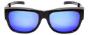 Front View of Calabria 8752 FOLDING Fitover Polarize Sunglasses Medium/Large Black&Blue Mirror