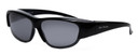 Profile View of Foster Grant Unisex Oval Semi-Rimless 70 mm Fitover Sunglasses Black /Smoke Grey