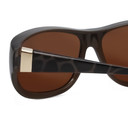 Close Up View of Foster Grant Ladies Classic 60mm Fitover Sunglasses Tortoise Crystal/Amber Brown