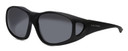 Profile View of Foster Grant Solar Shield Mens Classic 60 mm Fitover Sunglasses Black/Grey Flash