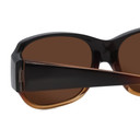 Close Up View of Foster Grant Women Cateye 57mm Fitover Sunglasses Black Crystal Amber Fade/Brown