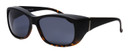 Profile View of Foster Grant Unisex Oval 60 mm Fitover Sunglasses Black Tortoise Fade/Smoke Grey