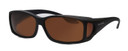 Profile View of Foster Grant Solar Shield Unisex 62mm Fitover Sunglasses Matte Black/Amber Brown