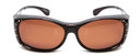 Front View of Foster Grant Ladies Oval 60 mm Fitover Sunglasses Tortoise Havana Crystals/Brown