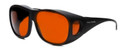 Profile View of Foster Grant Round 62mm Fitover Sunglasses in Matte Black & Copper Polycarbonate