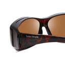 Close Up View of Foster Grant Unisex Classic 60mm Fitover Sunglasses Tortoise & Amber Brown Flash