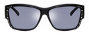 Front View of Foster Grant Ladies 57mm Fitover Sunglasses in Gloss Black Crystals & Smoke Grey