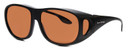 Profile View of Foster Grant Shield Unisex Round 60mm Fitover Sunglasses Matte Black/Amber Brown