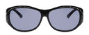 Front View of Foster Grant Ladies Oval 60mm Fitover Sunglasses Gloss Black Crystals/Smoke Grey