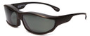 Profile View of Foster Grant Unisex Wrap 77mm Fitover Sunglasses Matte Olive Green Copper & Grey