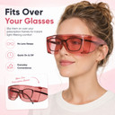 Calabria 3000 FL41 Pink Fitover Safety Glasses Wear Over Prescription Glasses Migraine Glasses FL-41 Light Sensitivity Glasses Women Men Outdoor Indoor Blue Light Blocker Over Glasses Eye Protection